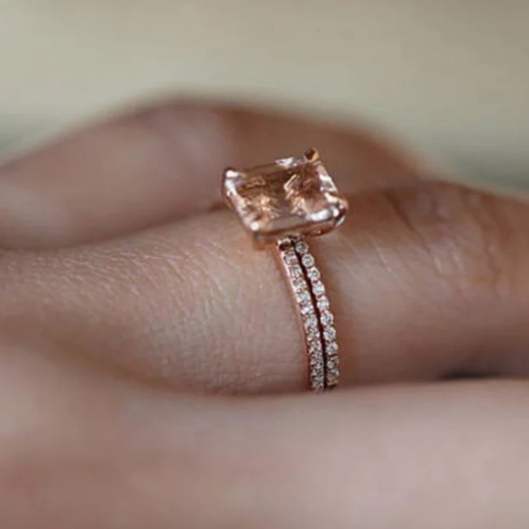 *NEW 18K ROSE GOLD MORGANITE HALO RING - Picture 3 of 7